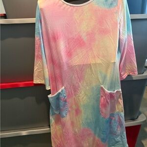 Colorful Tie-Dye Dress with Pockets p61